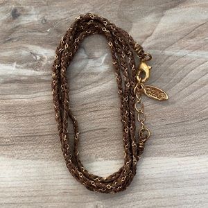 ❤️ Ettika Brown and Gold Woven Wrap Bracelet Layering Necklace NWOT